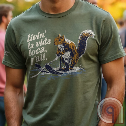 Livin' La Vida Loca Y'all - Skiing Squirrel Tee