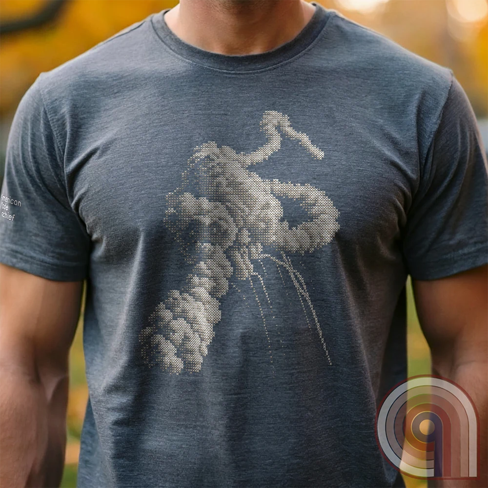 1986 NASA Space Shuttle Challenger Explosion Cross Stitch Tee