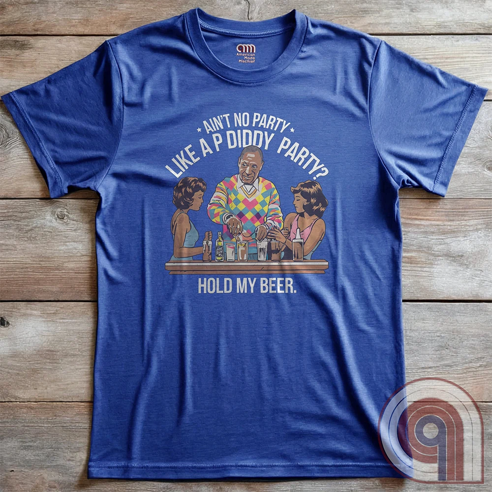 Bill Cosby, Hollywood’s original master mixologist, lines up the drinks with a devilish grin, proving he’s not about to be outdone by P Diddy in the elite predator party scene. This retro-style tee satirizes the scandal showdown, where the rich and powerful mix more than just cocktails. With a vintage-inspired no-nonsense design, this shirt calls out the dark underbelly of Hollywood hypocrisy. Perfect for those who expose the truth, mock the elite, and refuse to let history be rewritten. Color- Blue2