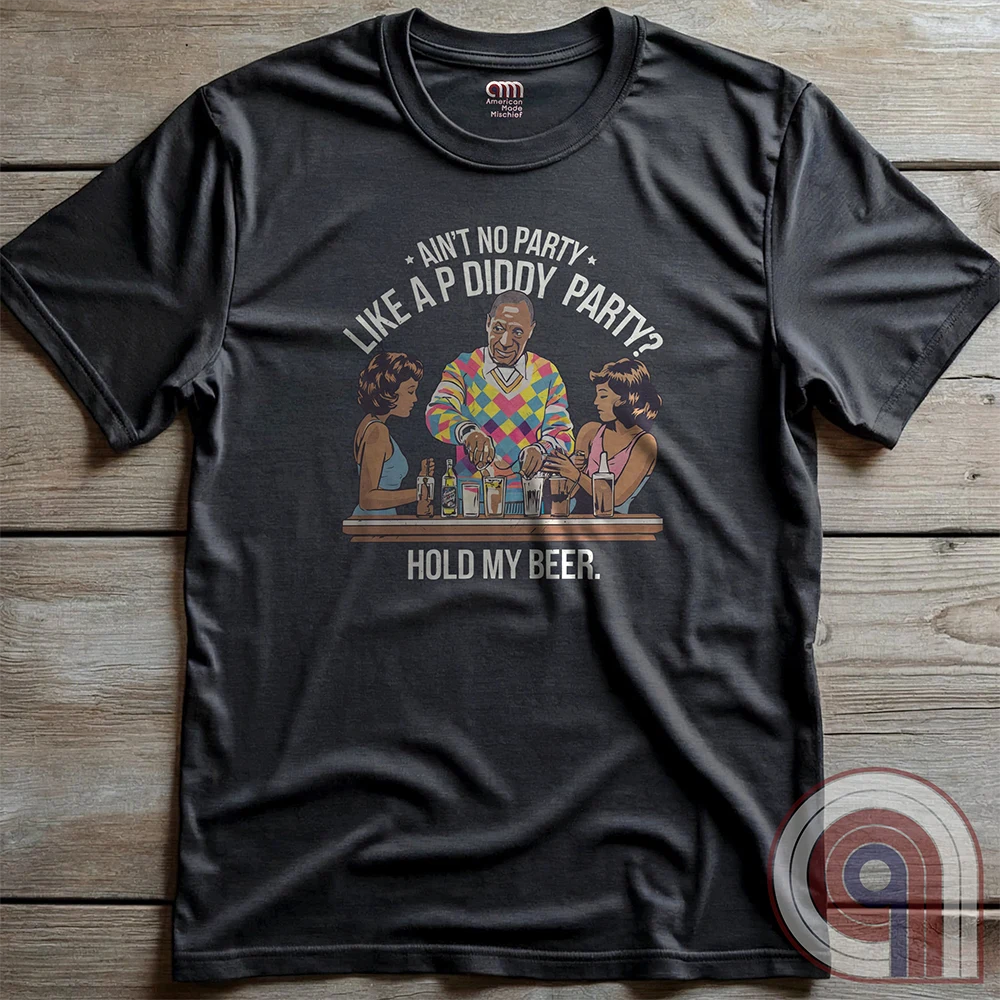 Bill Cosby, Hollywood’s original master mixologist, lines up the drinks with a devilish grin, proving he’s not about to be outdone by P Diddy in the elite predator party scene. This retro-style tee satirizes the scandal showdown, where the rich and powerful mix more than just cocktails. With a vintage-inspired no-nonsense design, this shirt calls out the dark underbelly of Hollywood hypocrisy. Perfect for those who expose the truth, mock the elite, and refuse to let history be rewritten. Color- Charc2