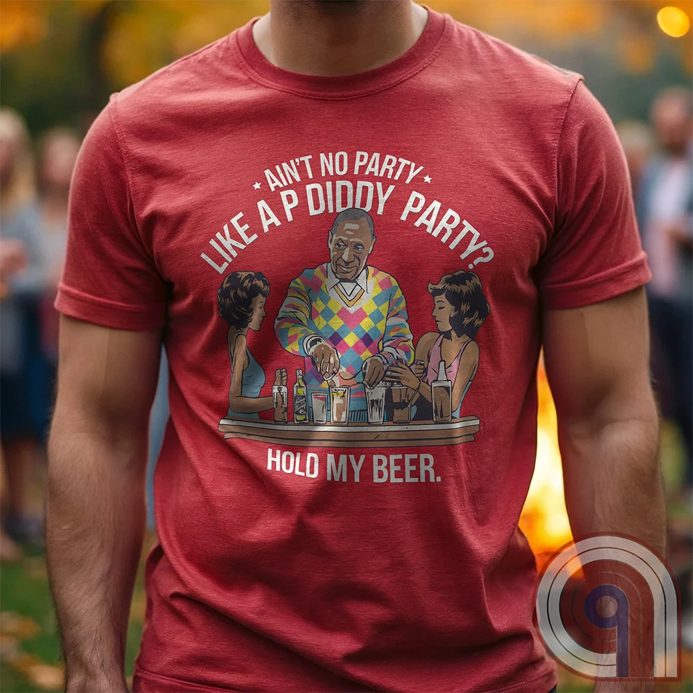 Bill Cosby, Hollywood’s original master mixologist, lines up the drinks with a devilish grin, proving he’s not about to be outdone by P Diddy in the elite predator party scene. This retro-style tee satirizes the scandal showdown, where the rich and powerful mix more than just cocktails. With a vintage-inspired no-nonsense design, this shirt calls out the dark underbelly of Hollywood hypocrisy. Perfect for those who expose the truth, mock the elite, and refuse to let history be rewritten. Color- Red1