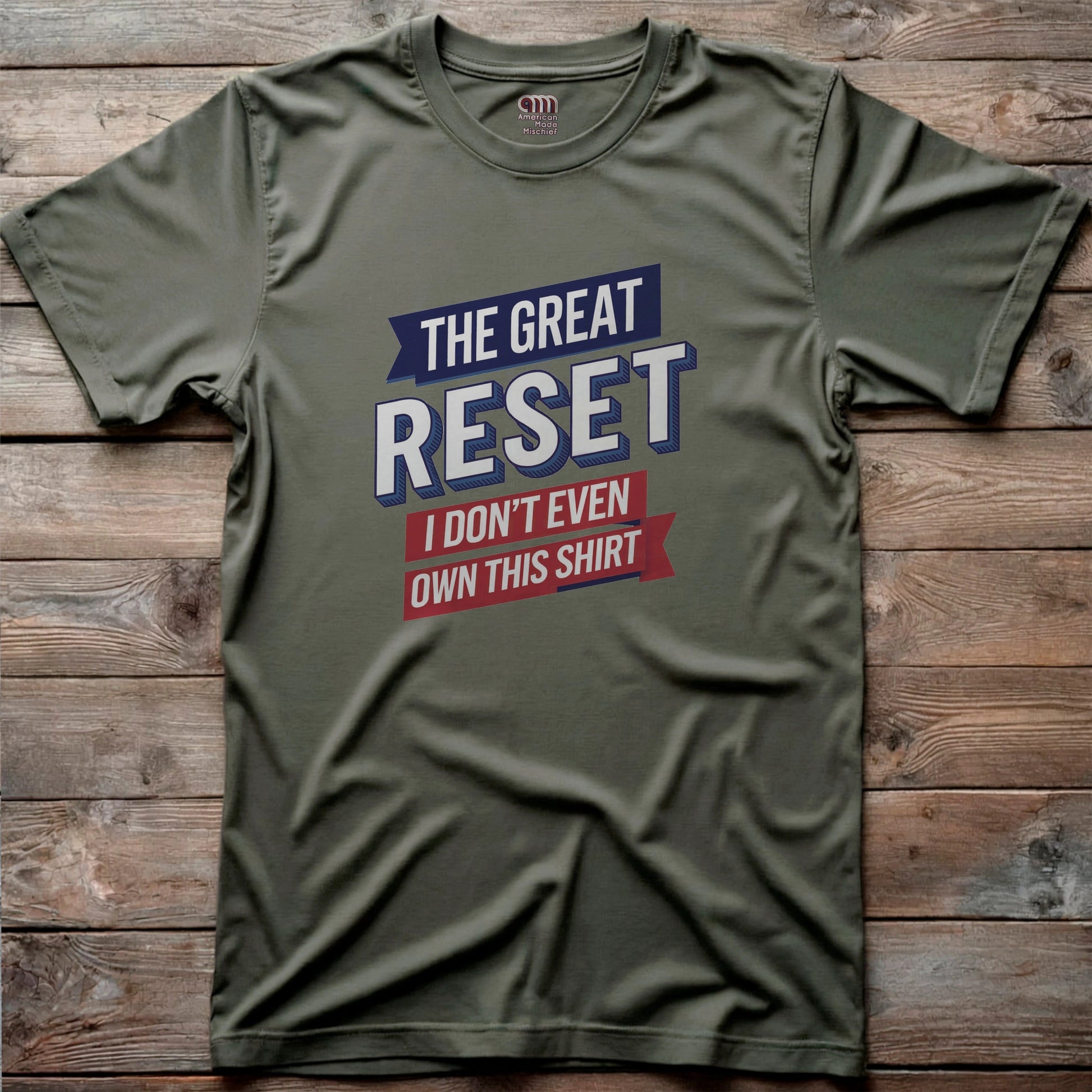 The Great Reset parody t-shirt - Mock the globalist agenda- "Own Nothing, Be Happy" satire. This anti-WEF tee takes a jab at Klaus Schwab, Agenda 2030, & the World Economic Forum’s dystopian vision of the future. For sovereign free thinkers who refuse to submit to totalitarian overreach. Stand against the elite’s push for control- Fight for freedom & remind them you will not comply. Perfect for patriots, libertarians, & anyone resisting the globalist narrative. Wear it loud, wear it proud! Color- Green2