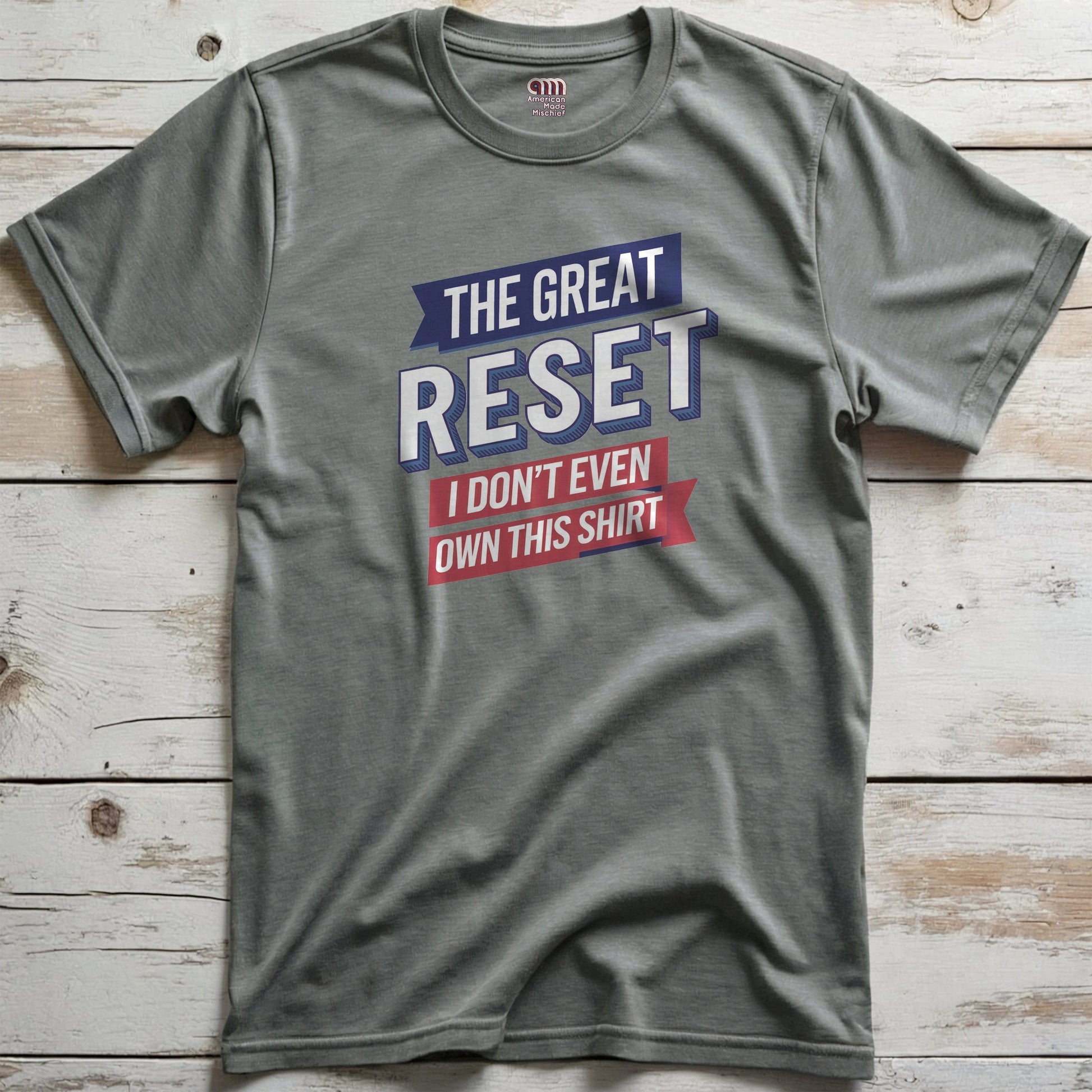 The Great Reset parody t-shirt - Mock the globalist agenda- "Own Nothing, Be Happy" satire. This anti-WEF tee takes a jab at Klaus Schwab, Agenda 2030, & the World Economic Forum’s dystopian vision of the future. For sovereign free thinkers who refuse to submit to totalitarian overreach. Stand against the elite’s push for control- Fight for freedom & remind them you will not comply. Perfect for patriots, libertarians, & anyone resisting the globalist narrative. Wear it loud, wear it proud! Color- Grey2