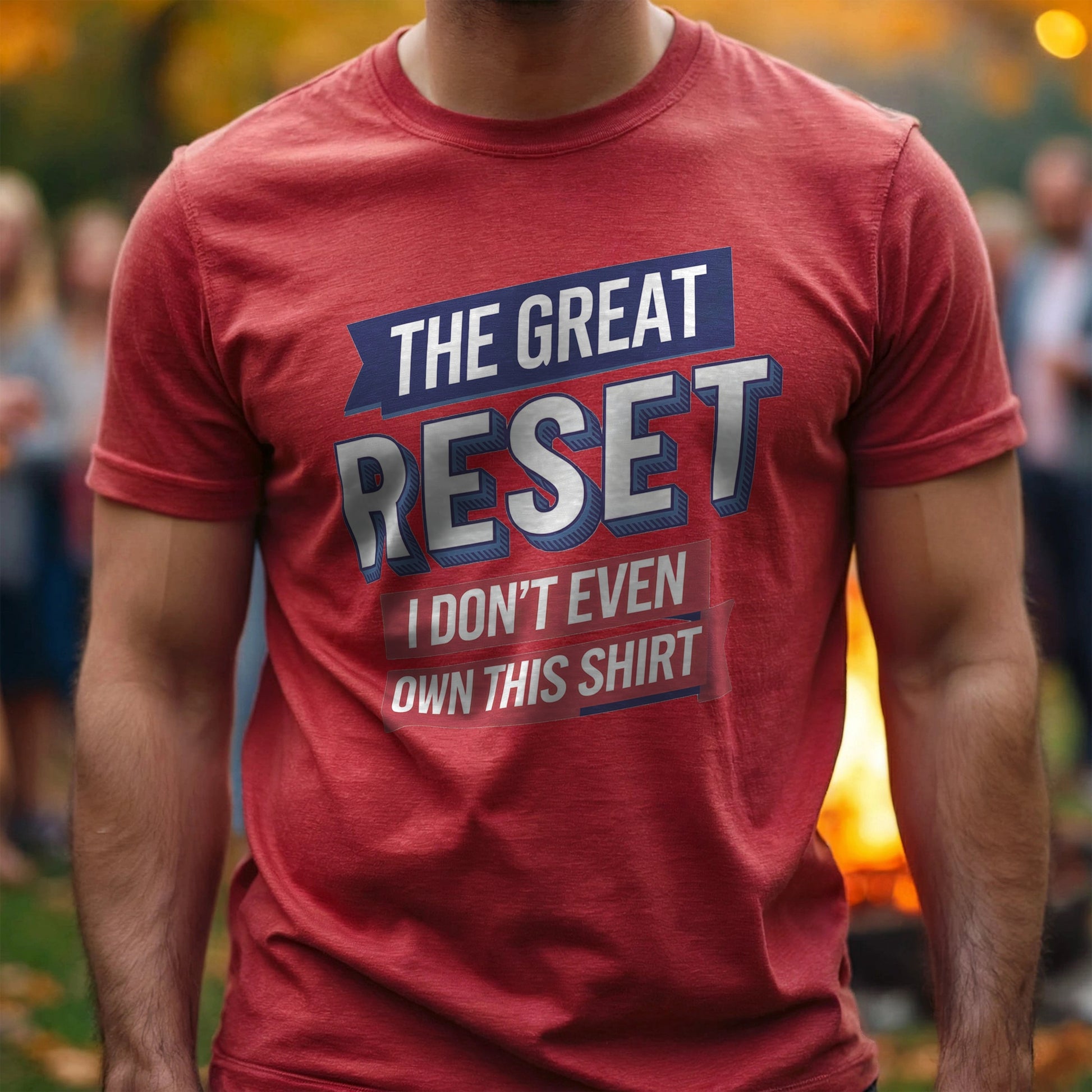 The Great Reset parody t-shirt - Mock the globalist agenda- "Own Nothing, Be Happy" satire. This anti-WEF tee takes a jab at Klaus Schwab, Agenda 2030, & the World Economic Forum’s dystopian vision of the future. For sovereign free thinkers who refuse to submit to totalitarian overreach. Stand against the elite’s push for control- Fight for freedom & remind them you will not comply. Perfect for patriots, libertarians, & anyone resisting the globalist narrative. Wear it loud, wear it proud! Color- Red1