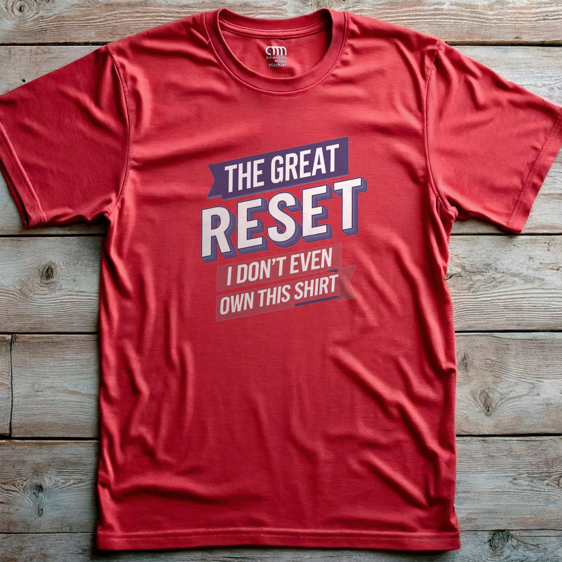 The Great Reset parody t-shirt - Mock the globalist agenda- "Own Nothing, Be Happy" satire. This anti-WEF tee takes a jab at Klaus Schwab, Agenda 2030, & the World Economic Forum’s dystopian vision of the future. For sovereign free thinkers who refuse to submit to totalitarian overreach. Stand against the elite’s push for control- Fight for freedom & remind them you will not comply. Perfect for patriots, libertarians, & anyone resisting the globalist narrative. Wear it loud, wear it proud! Color- Red2