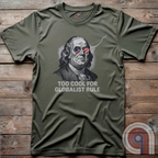 Bold and electrifying, this Too Cool for Globalist Rule t-shirt features Ben Franklin rocking patriotic American flag sunglasses, radiating defiance against tyranny. With a lightning bolt in the backdrop, this anti-globalist, pro-sovereignty design embodies the rebellious spirit of American independence. Inspired by Franklin’s quote “Rebellion to tyrants is obedience to God”, this patriotic tee is a warning to globalist elites, communists, and tyrants—freedom-loving Americans won’t kneel. Color- Green2